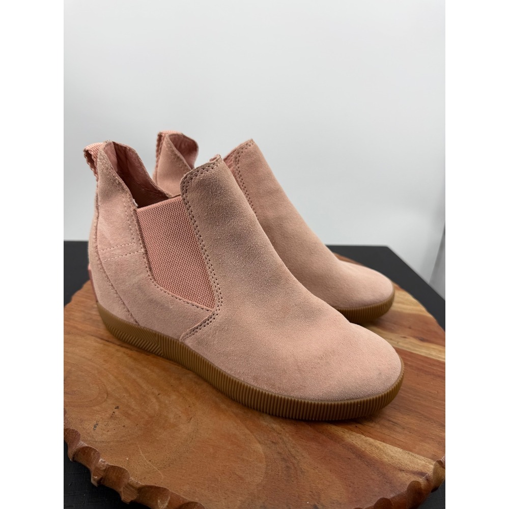 Sorel out n about Pull-On Wedge Boot Women 6.5 Pink Suede Ankle NL4911-672